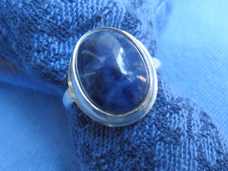 Blue Sodalite in Classic Sterling Ring Size 8 image 3