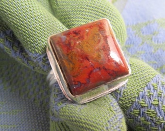 Hungarian Agate in Classic Sterling Ring Size 9.25