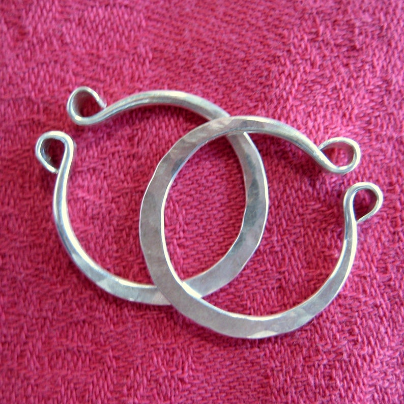 Small Hand Forged Fine Silver Hoops for Non Pierced Ears image 3