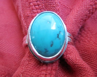 Beautiful Natural Turquoise in Sterling Ring Size 7-1/2