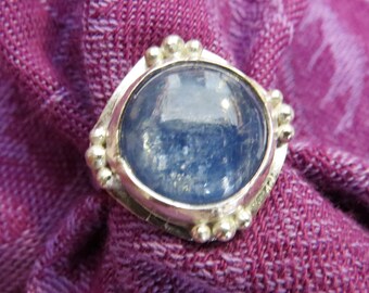 Big Blue Kyanite in Granulated Sterling Ring Size 7.5