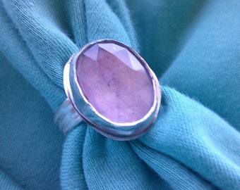 Flashing Lavender Amethyst in Argentium Ring Size 8.5