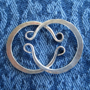 Small Hand Forged Fine Silver Hoops for Non Pierced Ears image 1