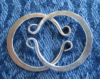 Small Hand Forged Fine Silver Hoops for Non Pierced Ears