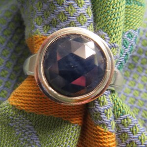 Sparkly Round Sapphire in Sterling Ring Size 7.5 image 3