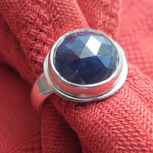 Sparkly Round Sapphire in Sterling Ring Size 7.5 image 1