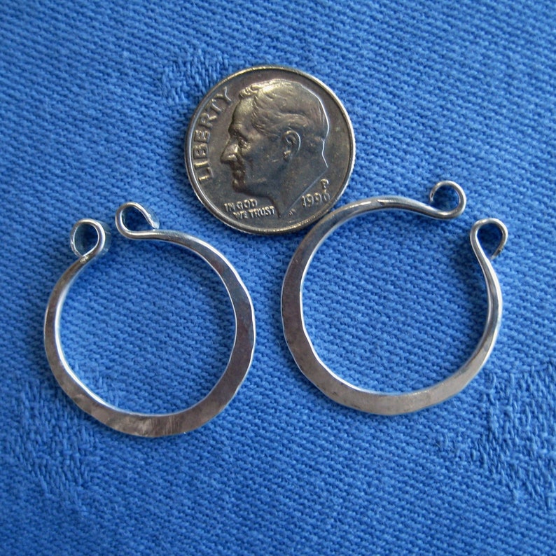 Small Hand Forged Fine Silver Hoops for Non Pierced Ears image 4