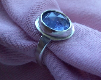 Blue Violet Tanzanite Rose Cut in Sterling Ring Size 7