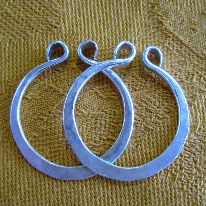 Small Hand Forged Fine Silver Hoops for Non Pierced Ears image 5