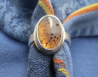 Speckled Montana Agate in Argentium Ring Size 9