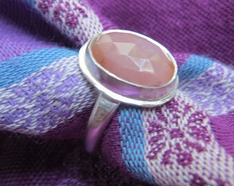 Light Pink Sapphire in Argentium Sterling Ring Size 8