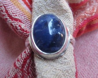 Blue Sodalite in Classic Sterling Ring Size 8