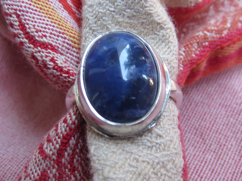 Blue Sodalite in Classic Sterling Ring Size 8 image 1