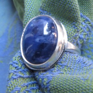 Blue Sodalite in Classic Sterling Ring Size 8 image 5