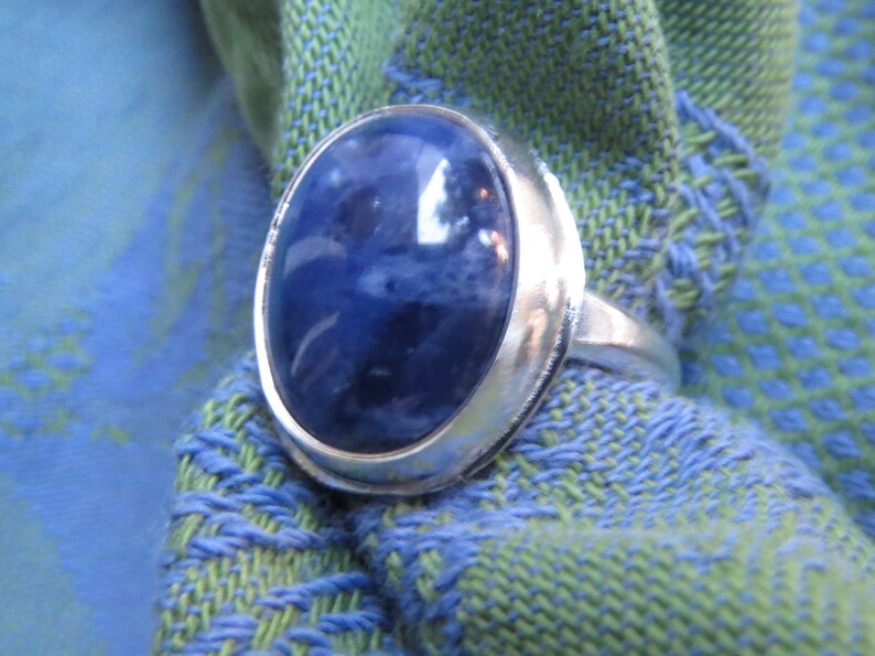 Blue Sodalite in Classic Sterling Ring Size 8 image 5