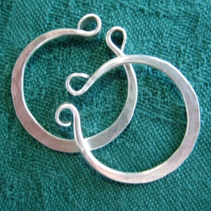 Small Hand Forged Fine Silver Hoops for Non Pierced Ears image 2