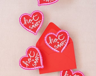 Hot and Smart Heart Mini Flat Die Cut Greeting Card - Single