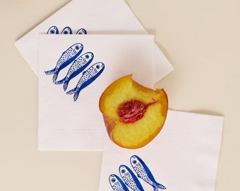 Sardines Cocktail Paper Beverage Napkin - Set of 20