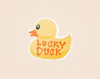 Lucky Duck Rubber Ducky Illustrated Sticker