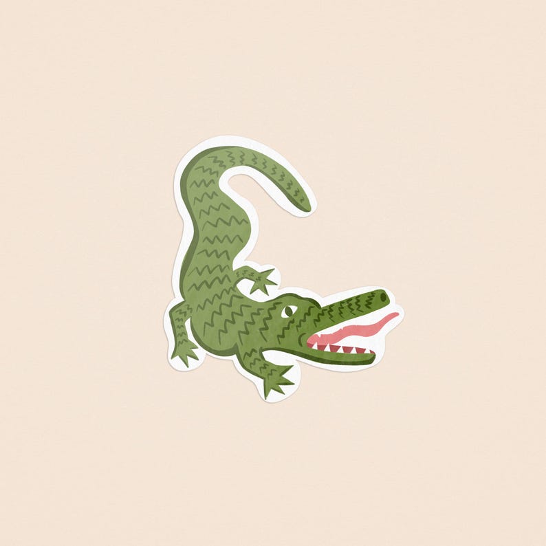 Alligator Illustrated Sticker - Etsy