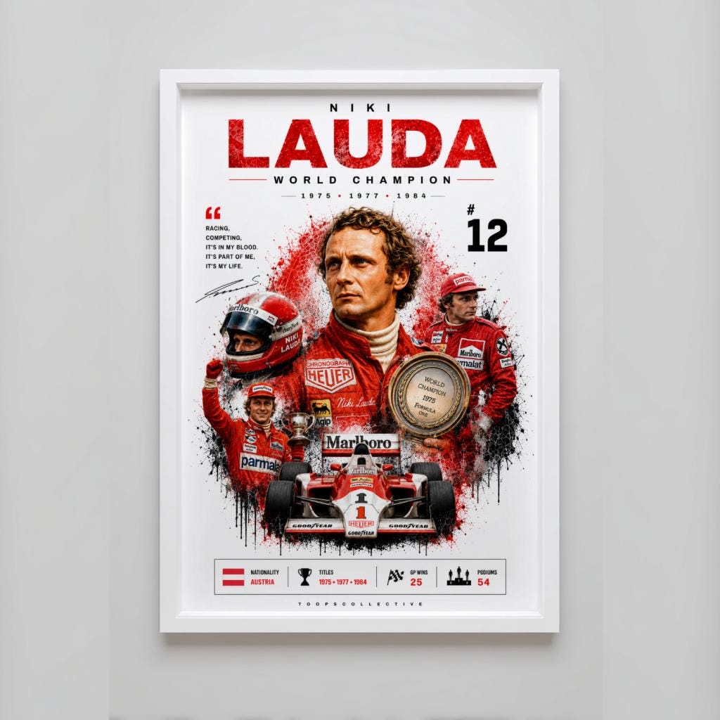 F1 ニキ・ラウダ 直筆サイン入りフォト 証明書付き Ferrari