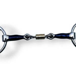 Loose Ring Snaffle Bit with Copper Roller | Three-Ring Horse Bit | Blue Steel Horse Tack | Training & Riding Equipment