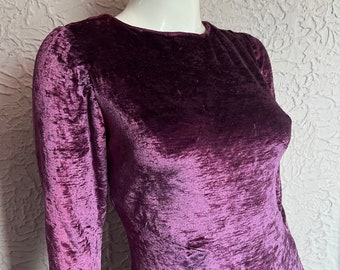 60's/70's Vintage Purple Panne Velvet Velour Maxi Dress med/lg