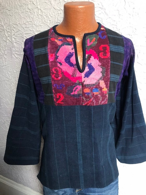 Vintage Men's Hand Woven Embroidered Denim Hippie