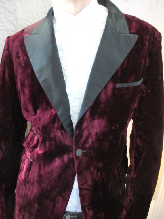 70's Vintage Men's Crushed Velvet Jacket Tux Jack… - image 5