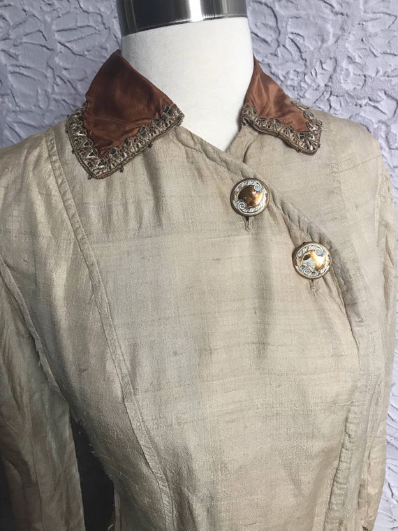 Vintage Edwardian 1900 Silk Duster Coat Dress sm. - image 7