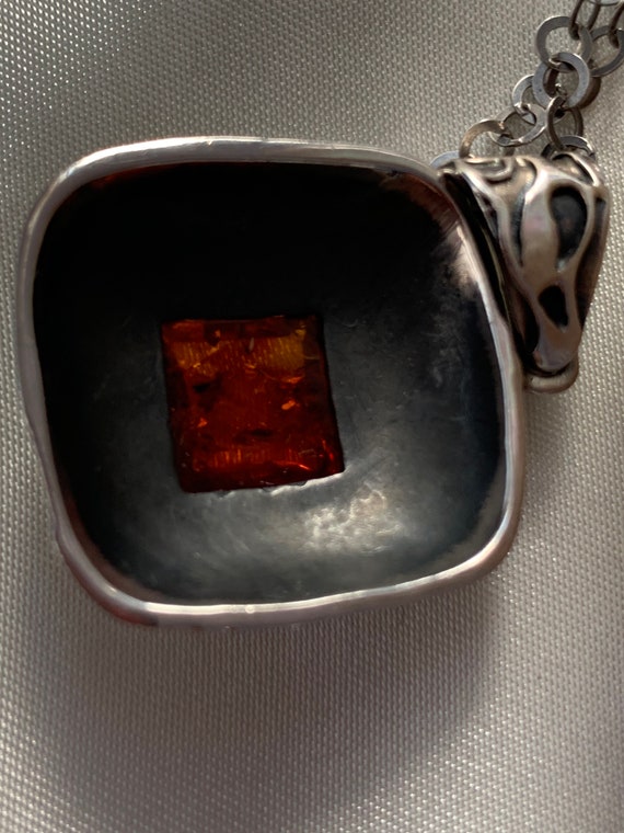 Vintage Sterling Silver Natural Amber Magical Amu… - image 7