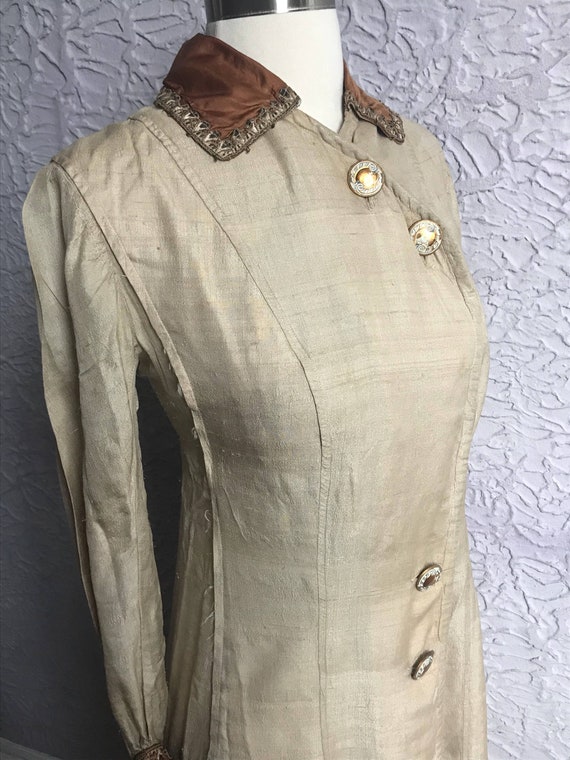 Vintage Edwardian 1900 Silk Duster Coat Dress sm. - image 2