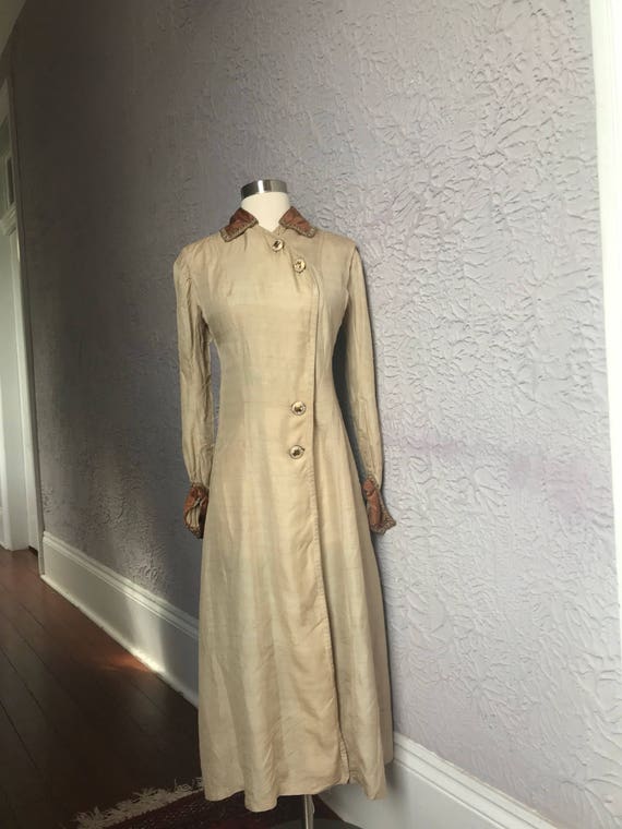 Vintage Edwardian 1900 Silk Duster Coat Dress sm. - image 1