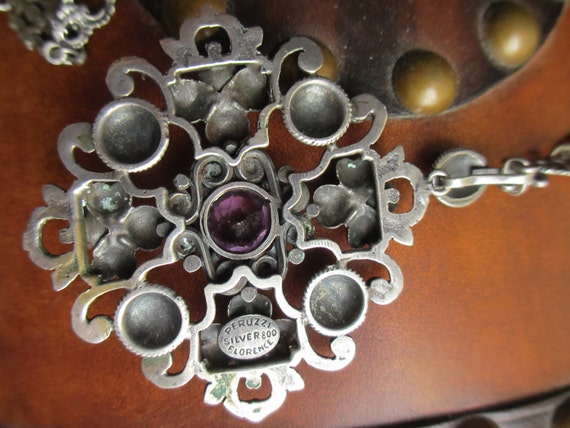20's  Vintage Gothic Figural Amethyst Necklace Pe… - image 5