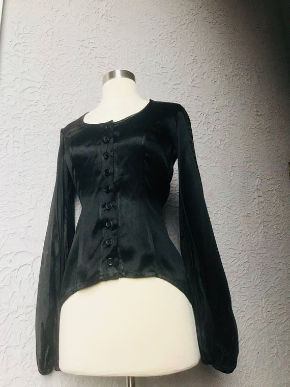Vintage 70's Alley Cat Betsy Johnson Black Satin B