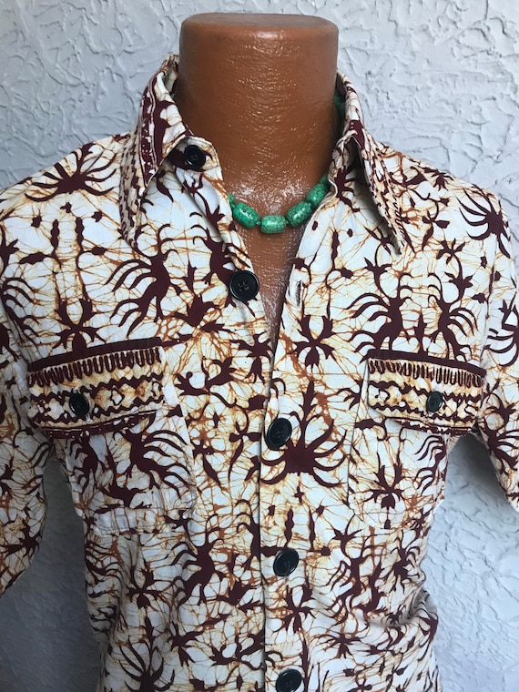 Vintage Men's Java Batik Cabana Shirt medium