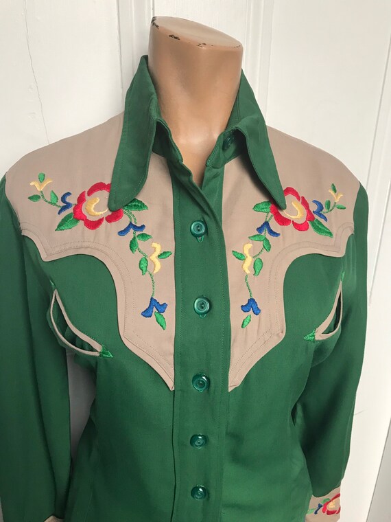 40's/50's Vintage Hand Embroidered Gabardine Weste