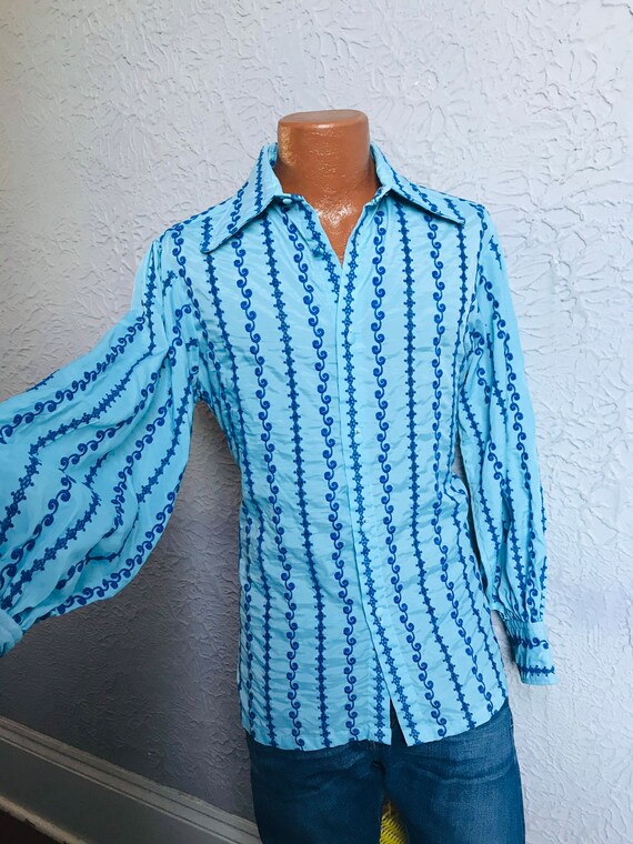 60's/70's Vintage Men's Embroidered Mod Regency Sh