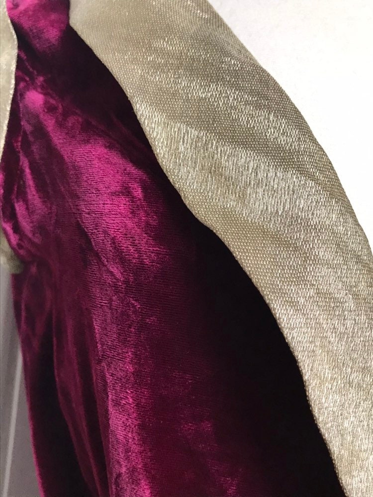 30's Vintage Magenta Silk Velvet Metallic Evening Gown | Etsy