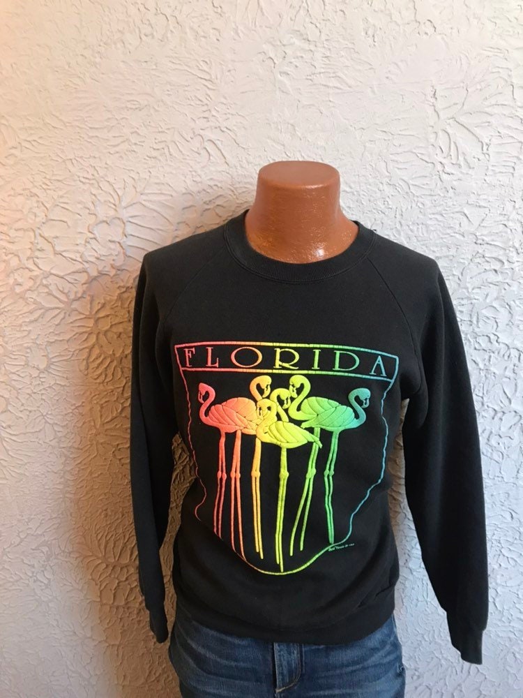 80 ' s Vintage Art Deco Neon flamants Floride sweat med/large 80 ' s Vintage Art flamants Deco Neon flamants Art Floride sweat med/large 7857f7