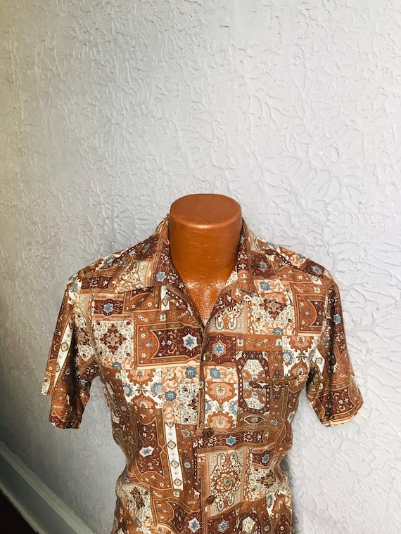1960's Vintage Men's Mod Paisley Hawaiian Shirt Mo