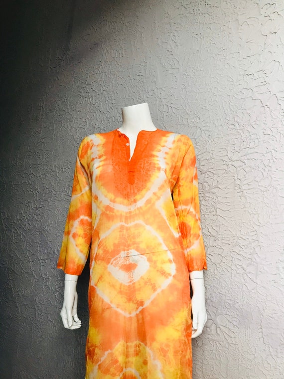 60's Vintage Hippie Sheer Cotton Tie-Dyed Summer