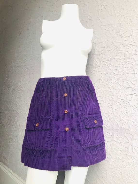 60's/70's Vintage Purple Wide Wale Corduroy Mini S