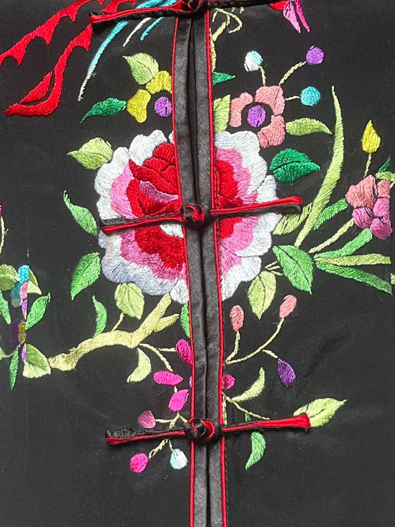 Vintage Hand Embroidered Silk Mandarin Top Blouse… - image 5
