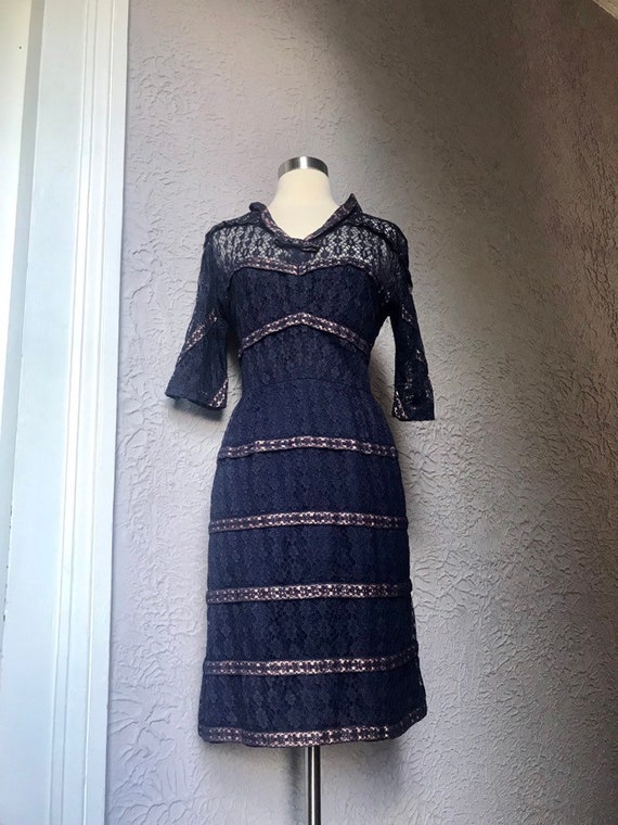 midnight blue lace dress