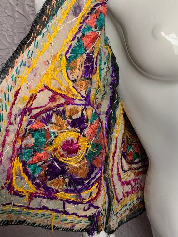 60’s Vintage Hand Embroidered Hippie Folkwear Ves… - image 4