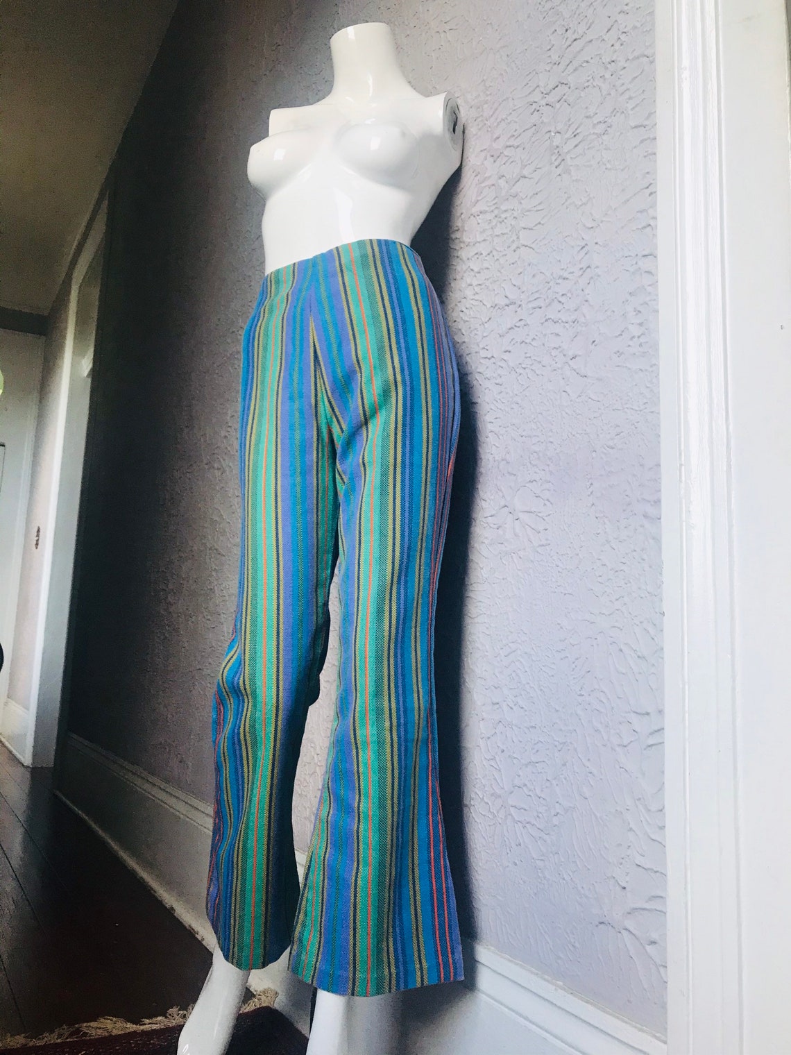 rainbow striped flare pants