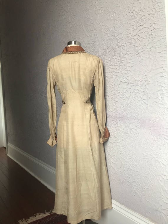 Vintage Edwardian 1900 Silk Duster Coat Dress sm. - image 6