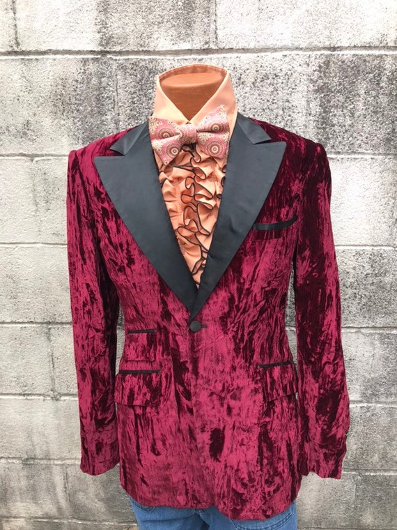 70's Vintage Men's Crushed Velvet Jacket Tux Jacke