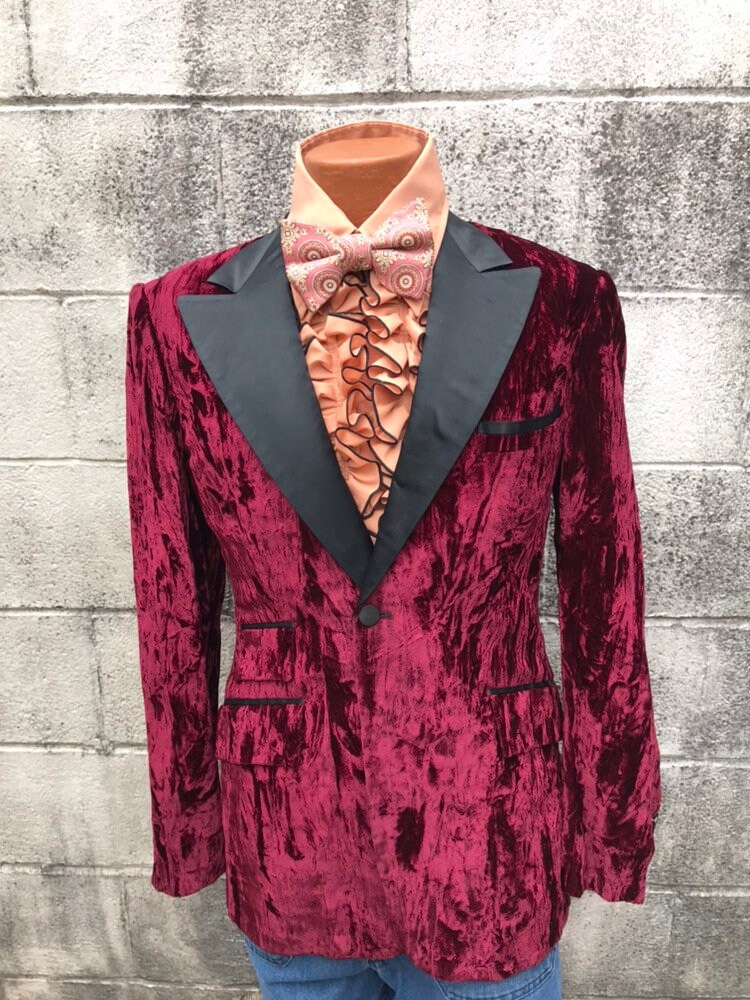 Crushed velvet jacket mens cheap